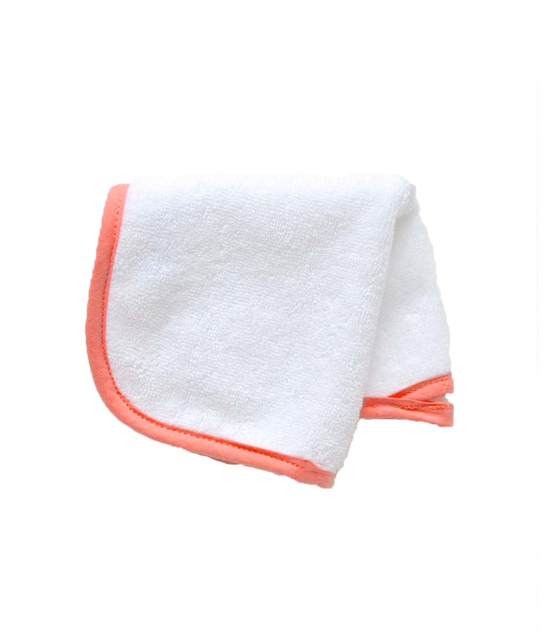 Piped Terry Bath Towel White with Coral Piping