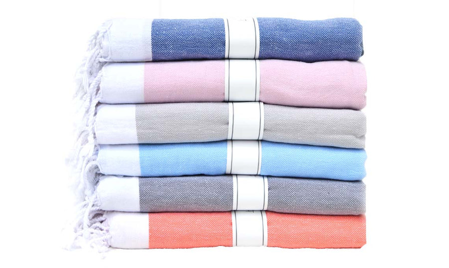 Turkish Bath Towel | Striped Bath Towels | Turkish-T | Basic Layer Towels White Stripe